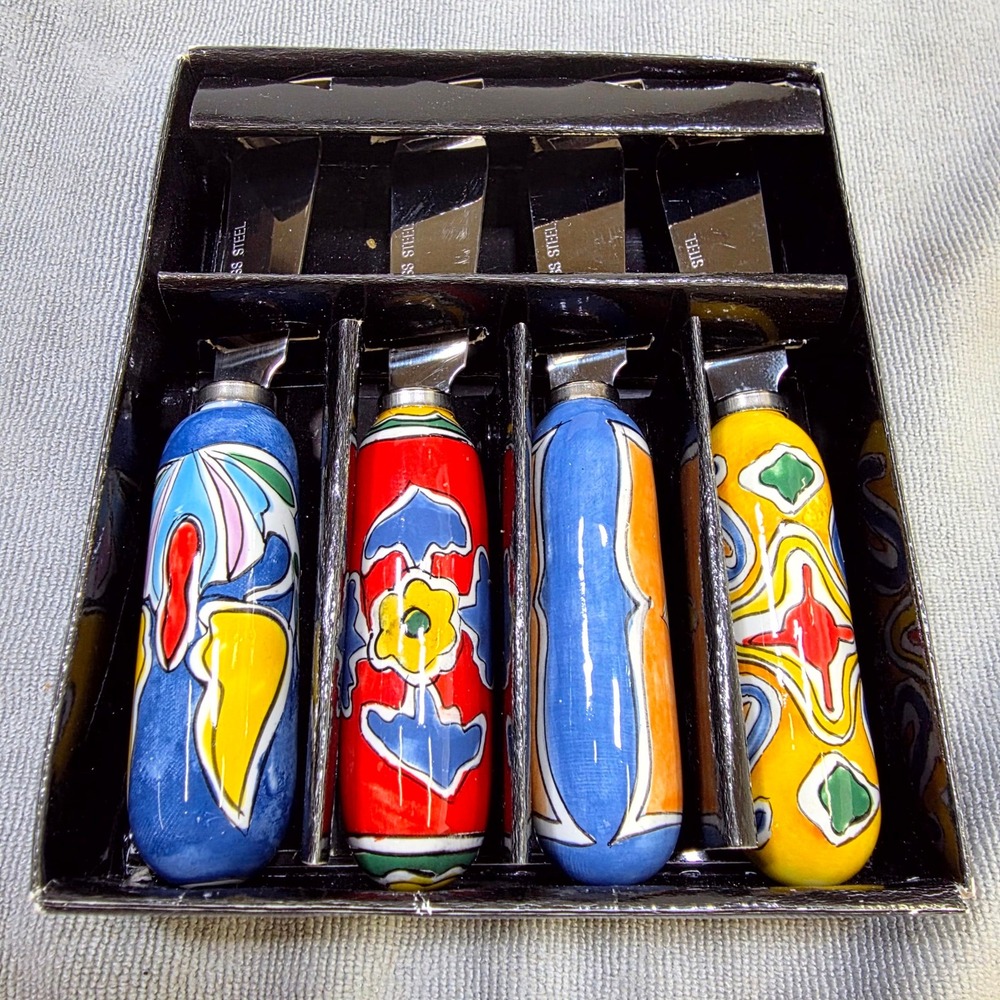 Bella Casa by Ganz Cheese Spreader Set 5in Multicolor Ceramic Hand-Painted - Picture 7 of 9